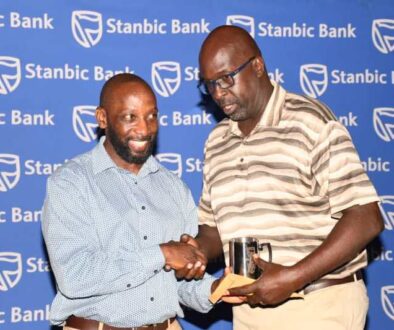 Drani Bob, the overall winner of the Stanbic Monthly Mug Challenge at the Uganda Golf Club in Kitante, Kampala