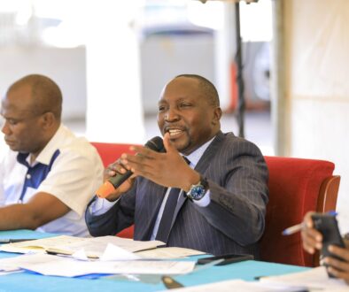 Ministry of Works official presents to the stakeholders