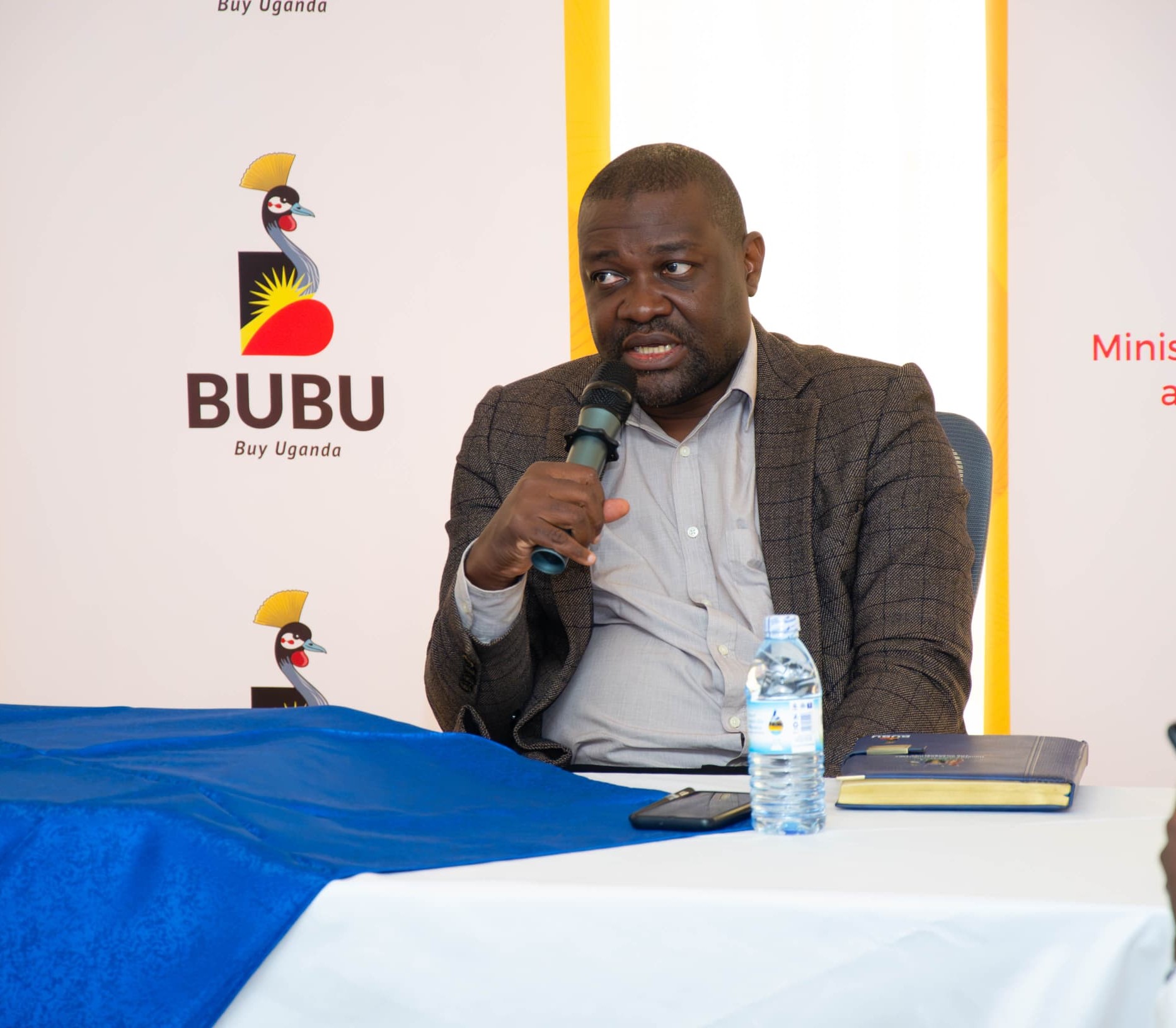 Zackey Kalega, Commissioner Internal Trade addresses media in Mbarara city