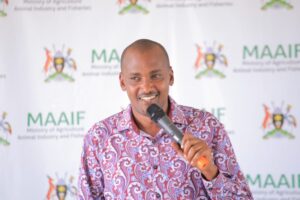 MAAIF Minister Hon. Frank Tumwebaze briefing the public on rise in coffee prices MAAIF Minister Hon. Frank Tumwebaze briefing the public on rise in coffee prices
